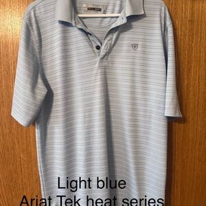 Ariat Light Blue Striped Performance Polo